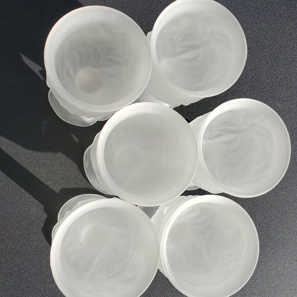 Embossed Floral Frosted Glass Water Goblet set-6 vintage1980s Avon textured - Picture 7 of 10